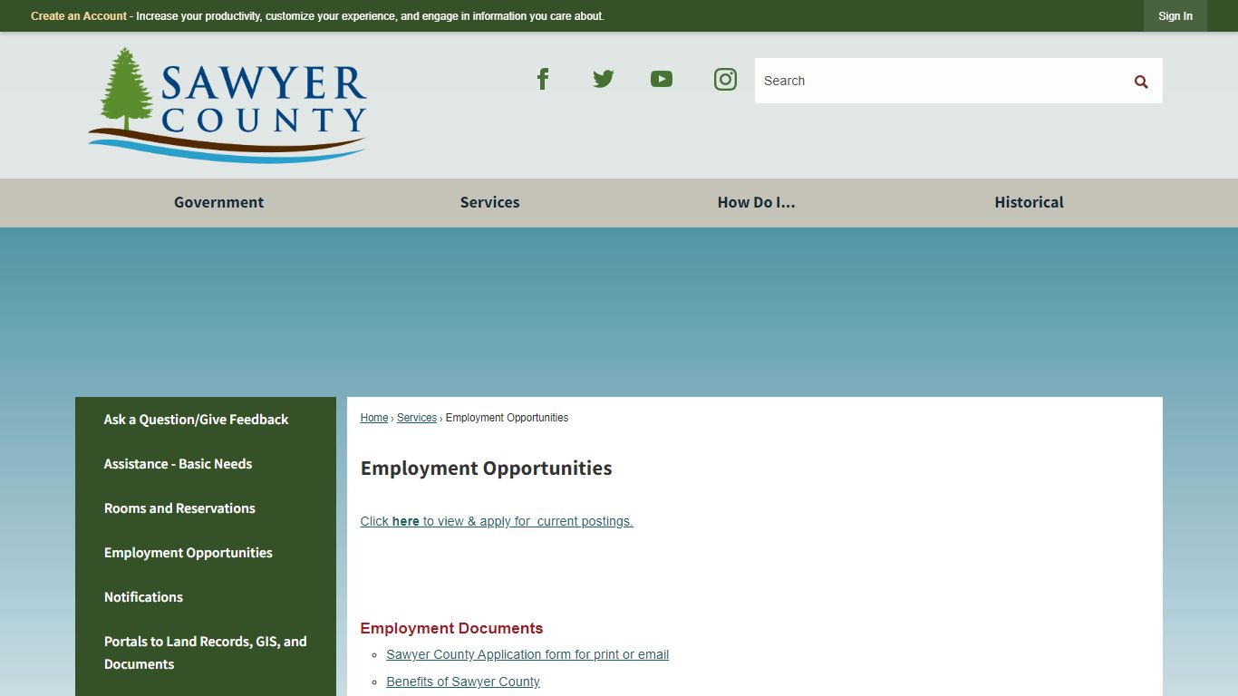 Employment Opportunities | Sawyer County, WI