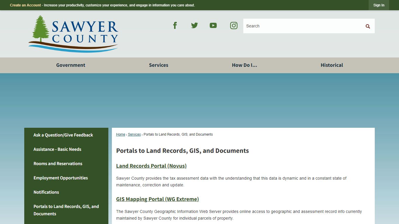 Portals to Land Records, GIS, and Documents | Sawyer County, WI