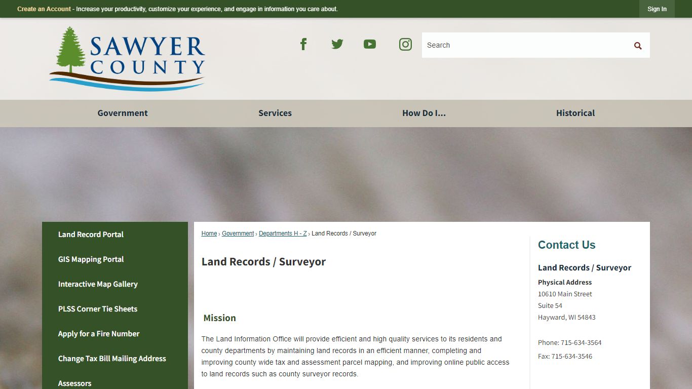 Land Records / Surveyor | Sawyer County, WI